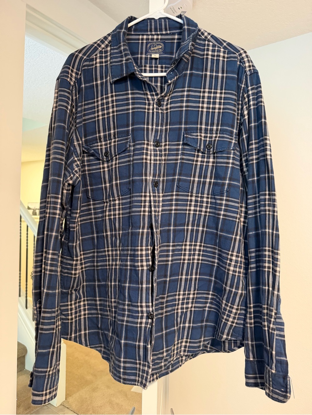 J. Crew Navy and White Plaid Button-Down Shirt